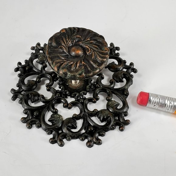 Vtg Allison Drawer Pull Knob Backplate Escutcheon Ornate Japan Lot of 4 - Picture 9 of 16